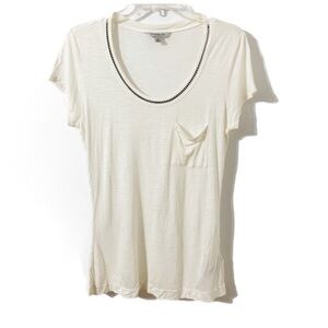 Calvin Klein Jeans Short Sleeve Tee with Pocket and Chain Detailing at Neckline